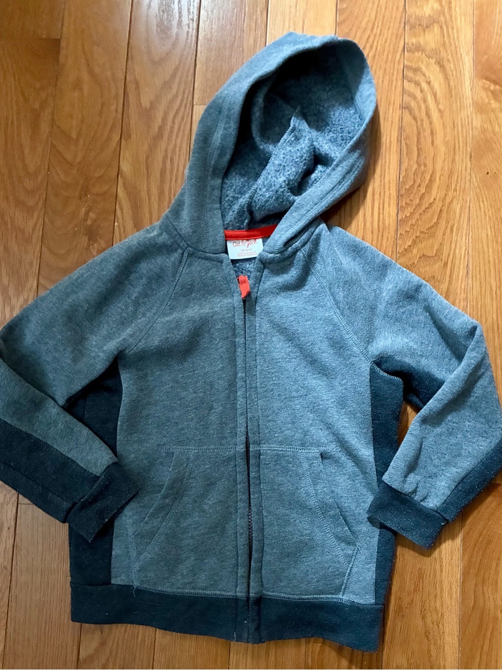 Cat & Jack Kids Gray Hooded Zip Sweatshirt with Dark Trim